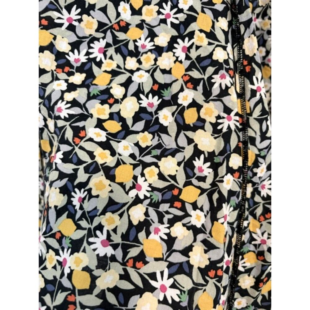 Cottagecore Floral Lemon Print‎ Midi Skirt Sz L Lined Cotton Daisy Coquette Boho - Picture 6 of 11